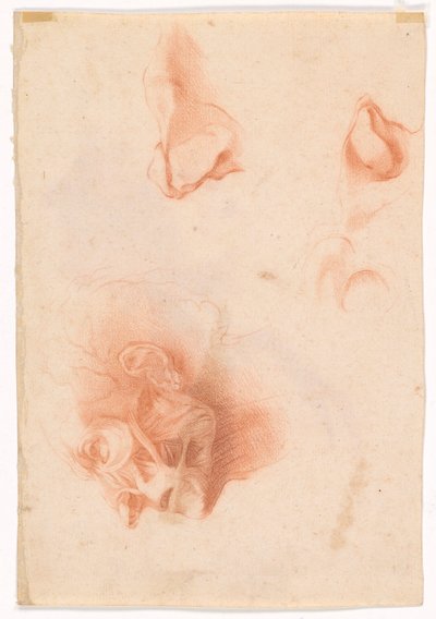 Leder for en mann, ansikt i profil (recto); Anatomisk studie, ansikt i profil (verso) av Pompeo Girolamo Batoni