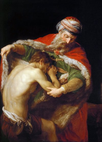 Lignelsen om den fortapte sønn - Pompeo Girolamo Batoni (1708-1787). Olje på lerret av Pompeo Girolamo Batoni