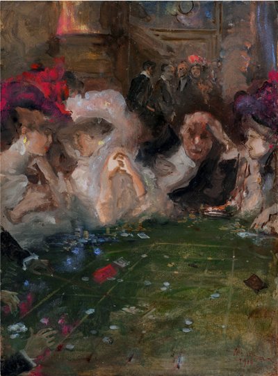 Profesjonelle rulettspillere av Mariani, Pompeo (1857-1927). Olje på papp, størrelse: 36x26 av Pompeo Mariani