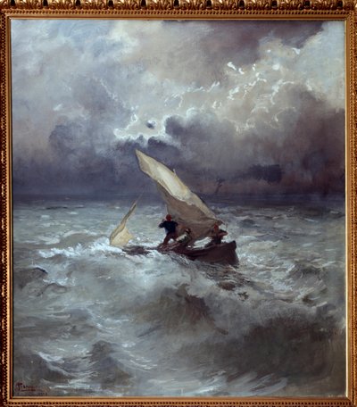 Tempete en mer (Storm på havet) Maleri av Pompeo Mariani (1857-1927) 1898 Dim 145x135 cm Genes, Galleria d