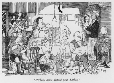 "Herbert, ikke forstyrr din far!" (litho) av Pont
