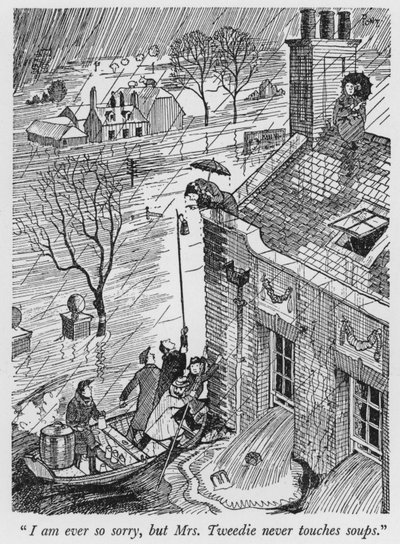 "Jeg er aldri så lei meg, men fru Tweedie rører aldri supper" (litho) av Pont