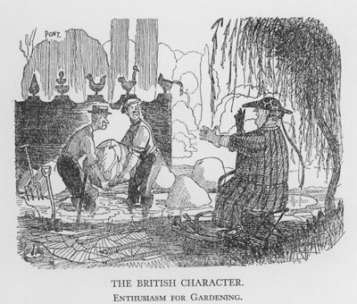 Den britiske karakteren, entusiasme for hagearbeid (litho) av Pont