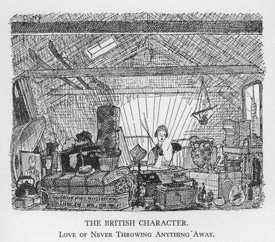 Den britiske karakteren, Love of Never Throwing Anything Away (litho) av Pont