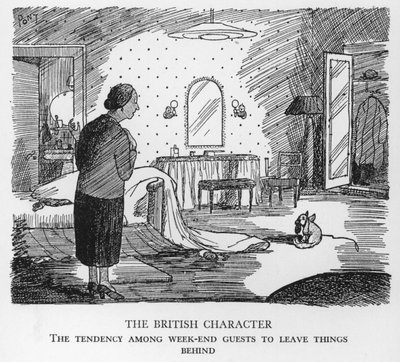 The British Character, Tendensen blant helgegjester til å legge igjen ting (litho) av Pont