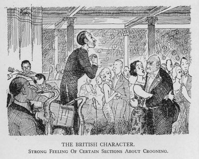 Den britiske karakteren; sterk følelse av visse deler om crooning (litho) av Pont