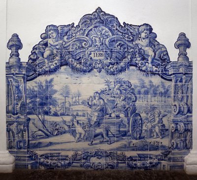 Allegory of the Earth - Azulejos, malt fajanse av Portuguese School