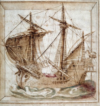 Caravelle. Portugisisk manuskript av Portuguese School