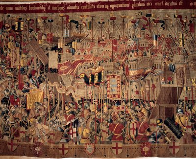 Erobringen av Afrika: "" Erobringen av Asilah (Arzila) i Marokko i 1471 av den portugisiske flåten""" Fragment av et billedvev fra den portugisiske skolen fra 1500-tallet. Lisboa, Nasjonalmuseet for antikk kunst av Portuguese School