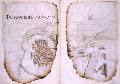 Cotton Tiberius D. IX, ff.36v-37 Cuaquem and the Persian Gulf, illustrasjon fra 