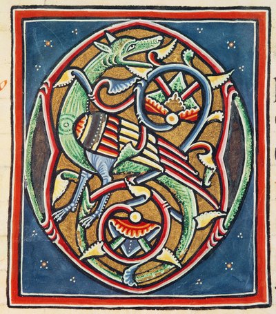 Ms 3089 fol.35r Inhabited Initial O, tolvte eller trettende århundre av Portuguese School