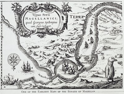 Et av de tidligste kartene over Magellanstredet, fra 
