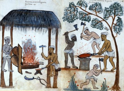Den primitive indiske metallurgien. Portugisisk manuskript fra 1500-tallet. Roma, Bibl. Casanatense. av Portuguese School