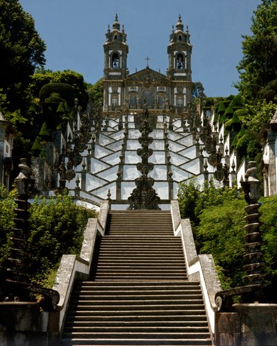 Utsikt over helligdommen til Bom Jesus do Monte av Portuguese School
