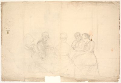 Gruppe på fem sittende figurer av Poul S. Christiansen