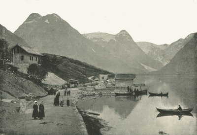 Mundal, on the Fjaerlandsfjorden, Sogn, Norway, 1895. av Poulton and Co