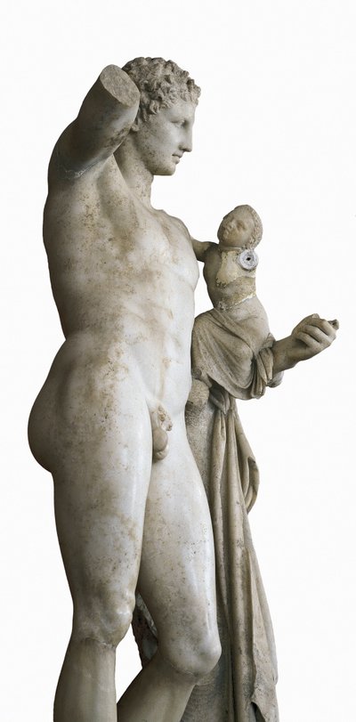Hermes bærer barnet Dionysos, ca. 330 f.Kr. (marmor) av Praxiteles