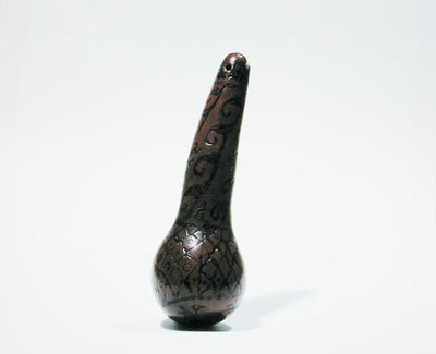 Kokabeholder med brent dekorasjon, Chancay (kalebass) (se også 176081) av Pre Columbian Pre Columbian