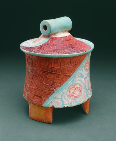 Stativkar med plateben (stuccoed blackware) av Pre Columbian Pre Columbian