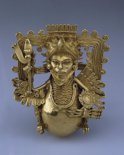 Klokkeanheng, i form av en ørnkriger par pre-columbiansk kunst, sent på 1400-tallet. - Gull, H 9 - State Hermitage, St. Petersburg av Pre Columbian