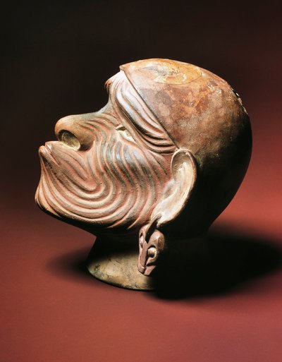 Maskulint hode fra Trujillo, Moche-kultur, pre-columbiansk sivilisasjon, 4-900-tallet (bilde) av Pre Columbian Pre Columbian