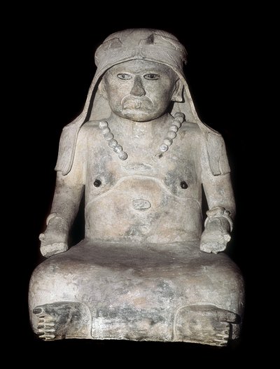 Før colombiansk kunst: gammel kvinne med hodedeksel. Skulptur fra Veracruz (Mexico) av Pre Columbian Pre Columbian
