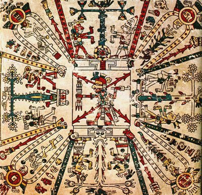 Aztekisk gud Xiuhtecuhtli. Codex Fejérváry-Mayer, 1400-tallet av Pre Columbian art