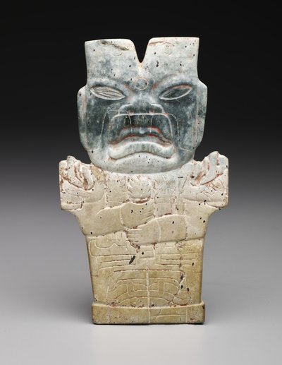 Antropomorfisk plakett, muligens ildormen, førklassisk periode, 800-400 f.Kr. (serpentin og cinnaber) av Prehistoric Prehistoric