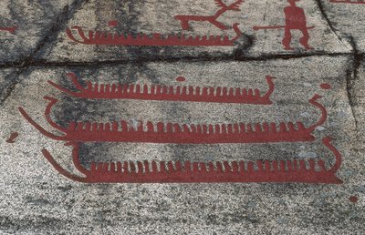 Båter, Fossum rock, Petroglyph of Tanum, Sverige av Prehistoric Prehistoric