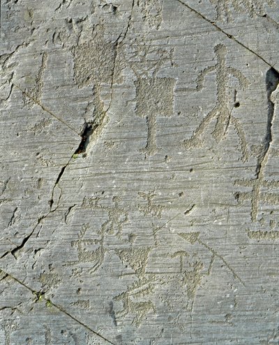 Periode mellom yngre steinalder og bronsealder. Sjef for Ponte, nasjonalpark av Rupestri-snittene i Naquane, Valcamonica, Val Camonica, av Prehistoric Prehistoric