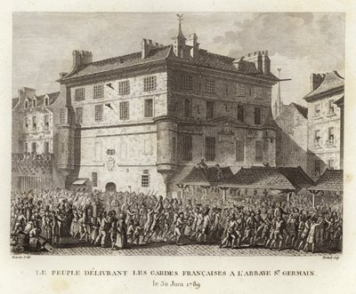 Folket som leverer de franske vaktene ved klosteret St Germain av Prieur