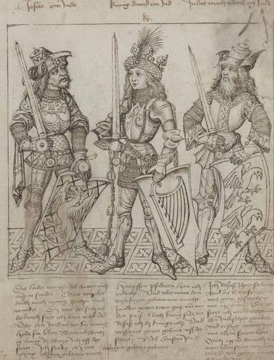 Joshua, kong David og Judas Maqboose av Primary Master of the Strassburg Chronicle