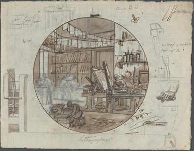 Litografisk verksted av Probably French 19th Century