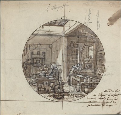 Litografisk verksted av Probably French 19th Century