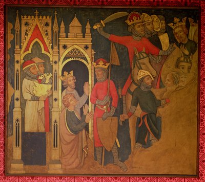 Fangenskap av kong Jojakin av Israel, rekonstruksjon av et veggmaleri opprinnelig i Painted Chamber of the Palace of Westminster av Professor Ernest Tristram