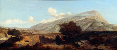 Utsikt over det hellige fjellet Victory-landskapet til maquis i sør. Maleri av Prosper Joseph Gresy (1804-1874) 1800-tallet Aix en Provence, Musee Granet av Prosper Joseph Gresy