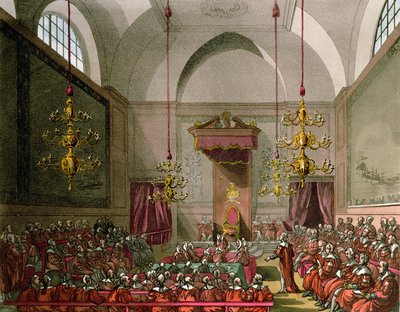 House of Lords fra Ackermanns "Microcosm of London" av Pugin and Rowlandson