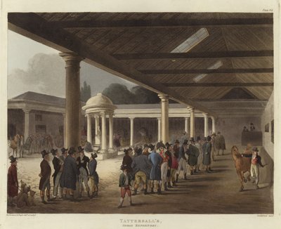 Tattersalls hestelager av Pugin and Rowlandson