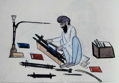 Bokbinder, ca. 1890 (akvarell på papir) av Punjabi School