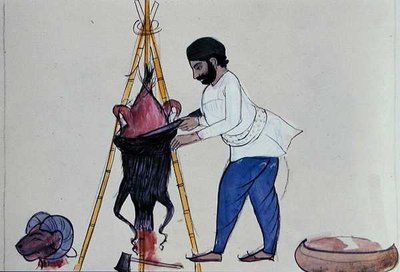 Slakter, ca. 1890 (akvarell på papir) av Punjabi School