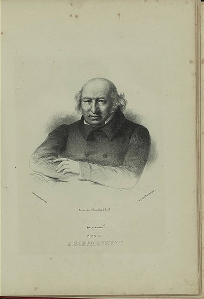 Portrett av forfatteren prins Alexander Shakhovskoi 1777-1846, 1860-tallet av Pyotr Fyodorovich Borel