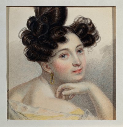 Portrett av grevinne Glafira av Balmen. Verk av Pyotr (Piotr) Fyodorovich Sokolov (Peter Sokolov) (1791-1848), akvarell på papir, ca. 1828. Russisk kunst av Pyotr Fyodorovich Sokolov