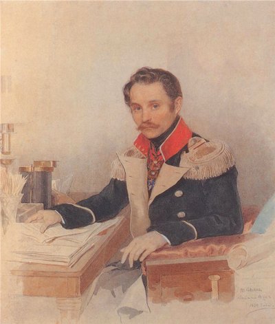 Portrett av Leonty Vasilievich Dubelt 1792-1862, stabssjef for Corps of Gendarmes, 1834 av Pyotr Fyodorovich Sokolov