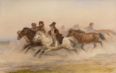 Nattevakten. Illustrasjon for Sketches from a Hunter's Album av I. Turgenev, 1867 av Pyotr Petrovich Sokolov