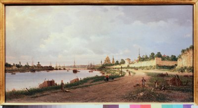 Pskov (Russland) (Pskov) - Maleri av Pyotr Petrovich Vereshchagin (Pyotr Vereshchagin) (1836-1886), olje på lerret av Pjotr ​​​​Petrowitsch Wereschtschagin