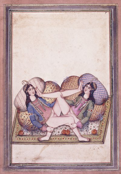 En erotisk scene, midten av 1800-tallet av Qajar School