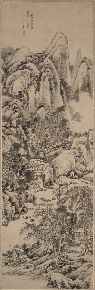 Landskap i stil med Huang Gongwang av Qian Weicheng