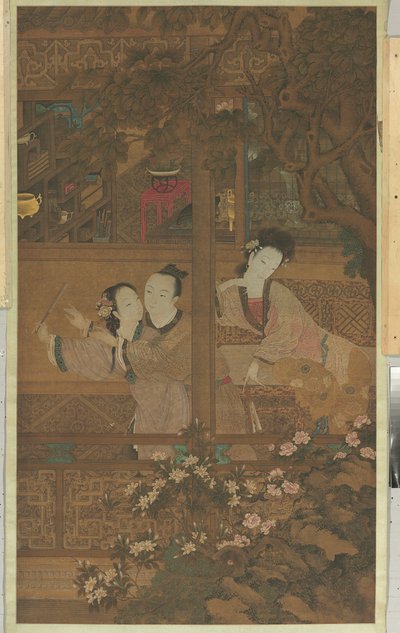 Drøm om det røde kammer (hengende rulle, blekk og farge på silke) av Qing Dynasty Chinese School