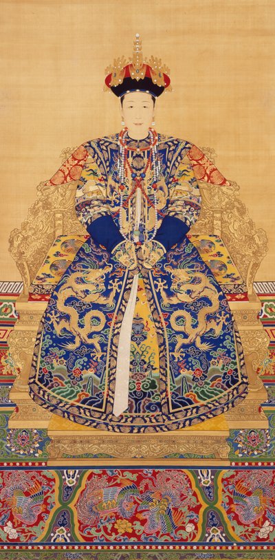 Keiserinne Xiaogongren (1660–1723) (blekk og farge på silke) av Qing Dynasty Chinese School