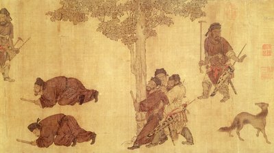 Jaktscene av Qing Dynasty Chinese School